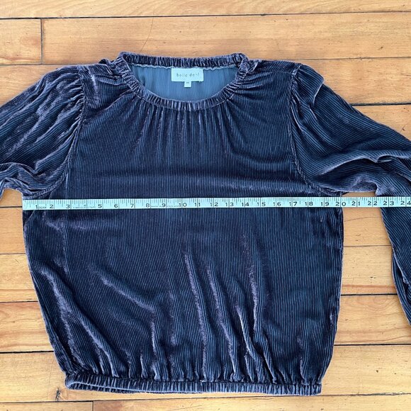 Bella Dahl Eggplant Silk Blend Velvet Long Sleeve Top, Size Medium - Picture 10 of 10